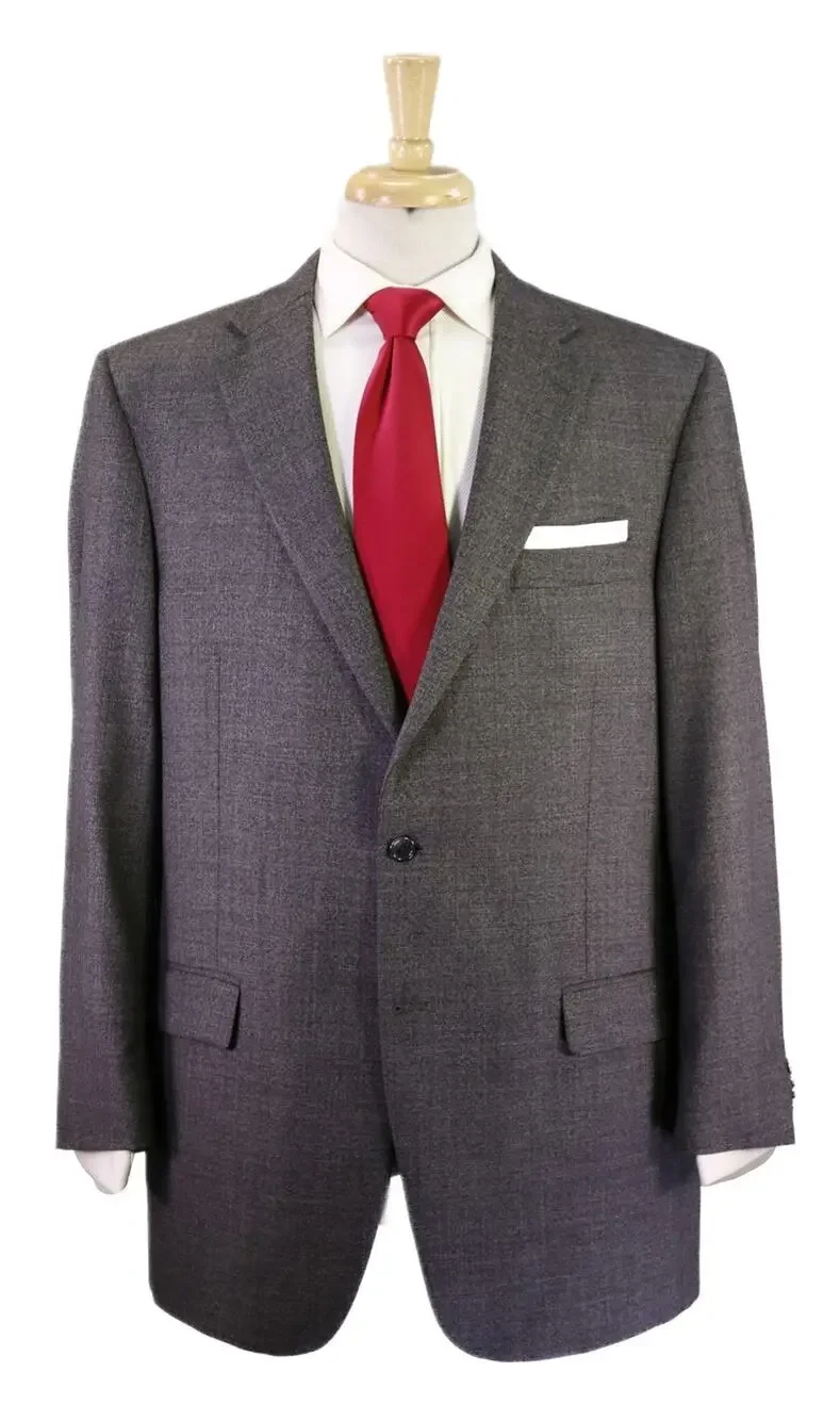 Hart Schaffner Marx Very Recent Gray Tic Woven 2-Btn Wool Suit 44L